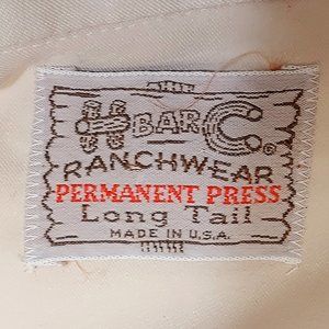 FREE SHIPPING VTG California Ranch Wear H Bar C Beige Pearl Snap Western Shirt